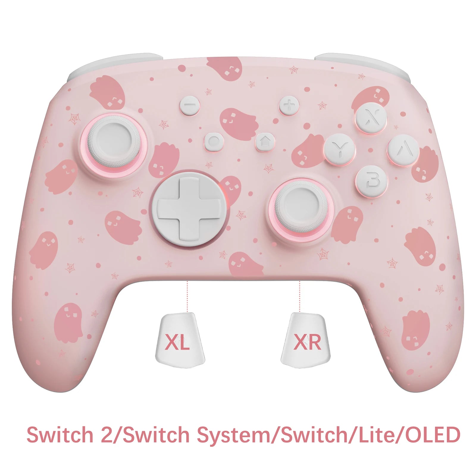 FUNLAB For Halloween-Ghost Luminous Pattern Hall Effect Pro Controller For Nintendo Switch 2/PC/OLED/Lite/Paddle/Turbo/RGB-Pink
