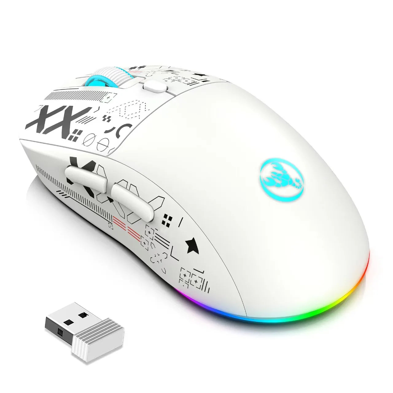 HXSJ T90 RGB Backlit Gaming Mouse Wired 2.4G Bluetooth Wireless New Model 650mAh Battery 500 Million Clicks up to 4000 DPI
